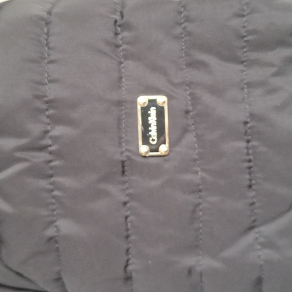 Calvin Klein Black Puffer Coat with Faux Fur Hood Size Medium - Picture 6 of 13